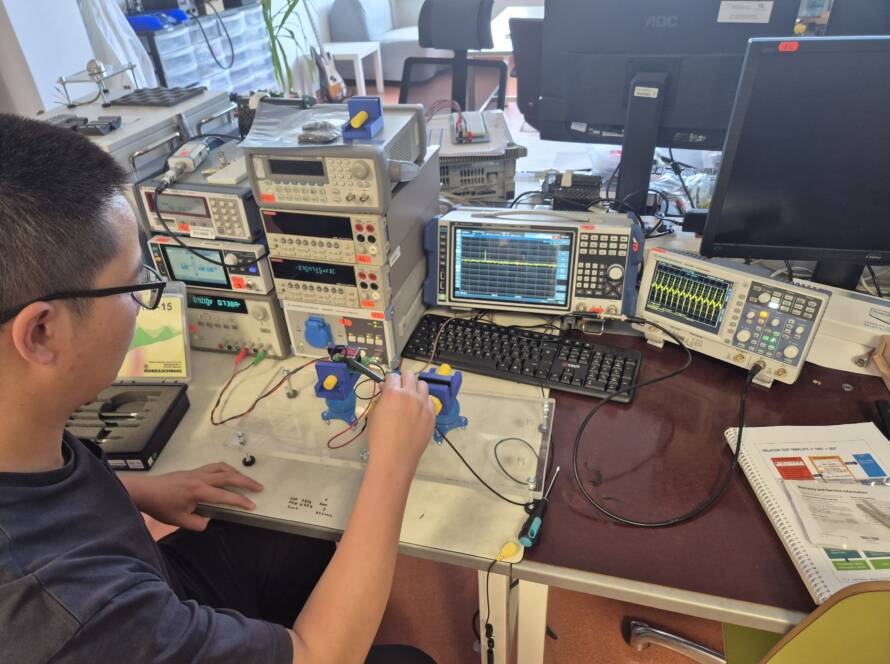 Student in a modern university lab